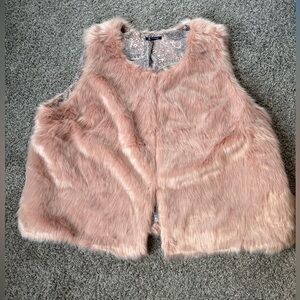 Roaman's Faux Fur Cardigans in Pale Pink